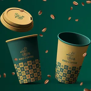 8oz 12oz 16oz kunden spezifisches Design Cold Hor Drink Pappbecher Einweg-bedrucktes Papier Doppelwandige Ripple-Kaffeetassen