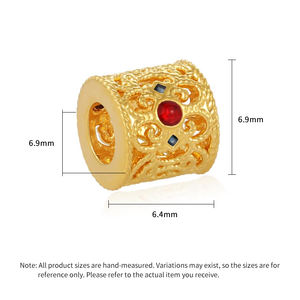 Pulsera con cuentas de oro microduro de 24 quilates, accesorios y componentes de joyería de oro puro de filigrana cilíndrica de estilo chino - Product Image 3