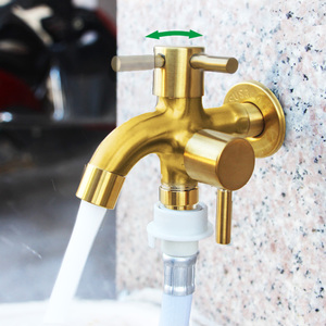 Moderno grifo dorado de acero inoxidable G1/2, doble manija, apertura rápida, una en dos, lavadoras de cerámica multifunción - Product Image 5