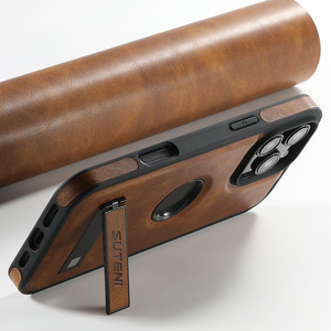 Housse de téléphone en cuir PU cire d'huile pour <span class=keywords><strong>iPhone</strong></span> 16 Pro étui magnétique avec fonction de vue sur le support - Product Image 4