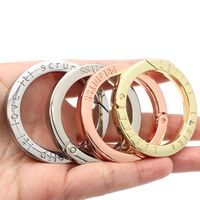 Mousqueton de luxe grand format en métal durable avec anneau en O à ressort, étanche, fermoir plat rond, mousqueton personnalisé avec logo, porte-clés, clips pour anneaux