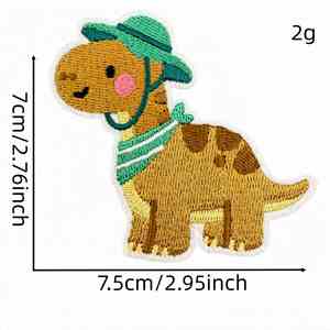 Patchs personnalisés en tissu sergé écologique brodés de dinosaures mignons à thermocoller pour chapeaux - Product Image 5