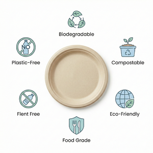 Plato Redondo de Bambú Natural Ecológico, Reutilizable y Biodegradable, para Servir la Cena en Casa, Cocina, Restaurante o Catering - Product Image 5