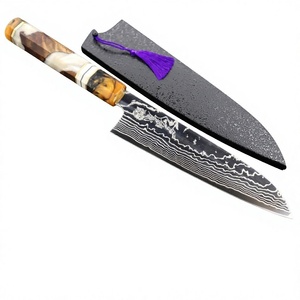 JEXMOO ENTERPRISES Custom Handmade Modern Chef Knife <b>Etching</b> Pattern Steel Blade Resin Handle Satin Finish Ambidextrous Forged - Product Image 1