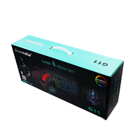 Ensemble de jeu 4-en-1 Banda G11, clavier filaire rétroéclairé par LED USB 104 touches, souris, casque, tapis de souris - Conception ergonomique résistante à l'eau