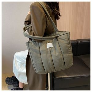 Wholesales Factory Custom Logo Large Capacity Puffer Handbag Daily Use Women Soft <b>Nylon</b> Quilted <b>Tote</b> Bag - Product Image 6