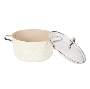 Juego de Ollas y Sartenes Modernas de Cerámica con Revestimiento de Mármol, Tapas de Vidrio y Silicona, Asas de Baquelita, Antiadherentes, de Aluminio Forjado, para Cocina de Gas - Product Image 4