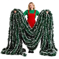 Guirlande de Noël verte et blanche en plastique, décoration festive, ficelle métallique épaisse pour porte, fenêtre, arbre, fête