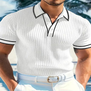 Nueva Camisa de Manga Corta para Hombre, Bordada, a Rayas, Transpirable, de Alta Elasticidad, para Verano - Product Image 3