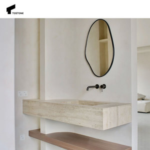 Tostone phổ biến tự nhiên Hình chữ nhật màu trắng travertine đá treo tường Bồn Rửa cho tùy chỉnh thiết kế nhà biệt thự khách sạn trang trí - Product Image 2