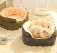 Winterfestes, dickes, warmes, halbumschlossenes Katzen- und Hundebett, dreilagig, achteckig, aus PP, faltbar, abnehmbar und waschbar, luxuriös, modern.