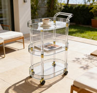 Chariot de service en acrylique transparent, écologique, de luxe léger, personnalisé, pour la maison et l'hôtel, idéal pour le Ramadan et les remises de diplômes