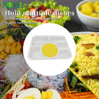 Boîte à lunch jetable multi-compartiments en PP blanc pour micro-ondes avec couvercle rond pour plats à emporter