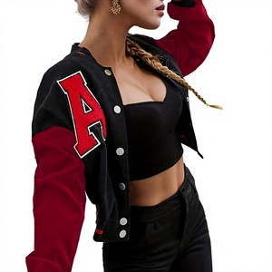 Veste universitaire pour femme, style streetwear, avec logo personnalisé, grande taille, en polaire courte, pour l'hiver, tenue décontractée pour femme, vente en gros - Product Image 1