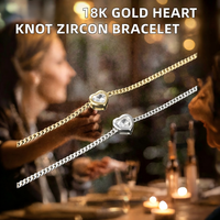 Bracelet en argent 925 avec breloque cœur et nœud en zircon, délicat, tendance, pour femme, cadeau, bijoux de mode inaltérables