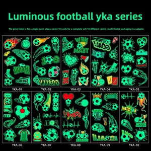 Set de 10 Pegatinas de Tatuajes Luminosos de Fútbol Jack&Sunny, Papel de Transferencia por Agua para Torneos de Clubes, <span class=keywords><strong>Celebraciones</strong></span> de Aficionados, Fiestas - Product Image 4