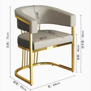 Silla de Comedor de Diseño Nórdico Moderno y Lujoso, Silla de Cuero para Sala de Estar con Reposabrazos Cómodos y Base de Metal - Product Image 4