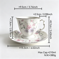 Set Cangkir dan Piring Kopi Teh Sore Hari 200ml, Keramik Eropa Motif Bunga, Ramah Lingkungan, Cocok untuk Hadiah