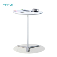 Mobilier de bureau moderne pour salon Dessus de vernis de cuisson blanc avec base en bois Table basse ronde