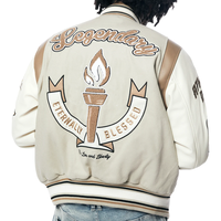 Blouson Oem personnalisé en chenille avec broderie du logo universitaire Letterman veste Hip Hop Streetwear blouson d'aviateur à boutons vintage en cuir pour hommes
