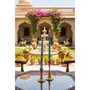 Velas Cónicas Azules con Diseño Floral, Elegantes para el Día de San Valentín y Navidad, Juego de Velas Decorativas para el Hogar (Juego de 2) - Product Image 3
