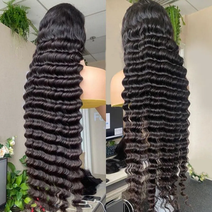 40インチディープウェーブ生インドのグルーレスウィッグバージンヘアレースフロントウィッグ黒人女性用レースフロントウィッグ - Product Image 1