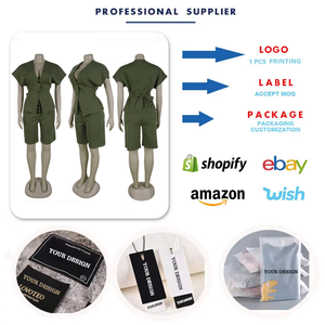 S11219 Completo Estivo da <span class=keywords><strong>Donna</strong></span>: <span class=keywords><strong>Blazer</strong></span> Slim con Fiocco a Maniche Corte e Pantaloni al Ginocchio, Set Due Pezzi per Ufficio - Product Image 3