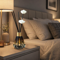 Diffuseur de parfum en verre cristallin en forme de losange avec bâtonnets en rotin AR-03 pour la maison et la chambre, aromathérapie, estampage à chaud, sérigraphie