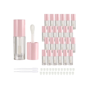 Light up Gold Round Big Brush Lipgloss Tubes with Fat Applicator White 6.5ml Lip Gloss Tubes with Lipgloss <b>Custom</b> logo - Product Image 1