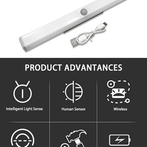 ไฟตู้แบบเหนี่ยวนำร่างกายมนุษย์ ปรับความสว่างได้ ไฟ LED ใต้ตู้ ใช้แบตเตอรี่ในร่ม พร้อมเซ็นเซอร์ตรวจจับความเคลื่อนไหว ไฟ LED ไร้สายสำหรับตู้เสื้อผ้า - Product Image 2