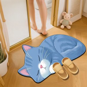 Tapis de bain en terre de diatomée à motif chat 3D mignon, antidérapant, absorbant, séchage rapide, tapis de sol pour la maison et la cuisine, motif animal original - Product Image 3