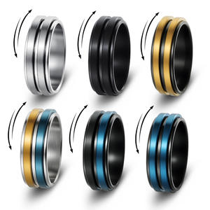 Hiphop Titanium Staal Twee Kleuren Rotatie Ringen Voor Mannen Vrouwen Zorgen Stress Verlichting Knokkel Sieraden Roterende <span class=keywords><strong>Ring</strong></span> Jongens Punk Cadeau - Product Image 1