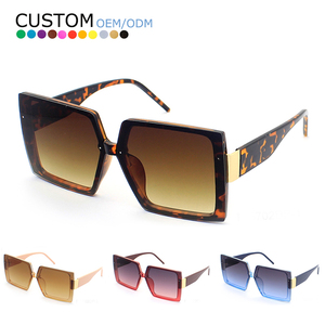 Square Women <b>Shades</b> <b>Sun</b> Glasses Leopard Black Frame Gradient Color Custom Logo Oversized Women Sunglasses - Product Image 1