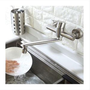 Robinet de Cuisine Mural Mitigeur avec 2 Jets au Choix Bec Pivotant 360 Robinetterie en Acier Brosse - Product Image 4