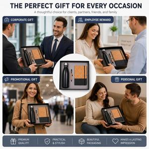 Ensemble cadeau promotionnel d'entreprise de luxe avec logo personnalisé : carnet A5, stylo et bouteille d'eau isotherme sous vide - Product Image 6