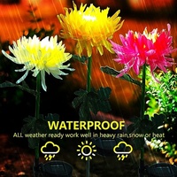 Vente flash - Lampe solaire de jardin LED sans fil rechargeable étanche IP65, chrysanthème, lampe de nuit, angle de faisceau de 360 degrés