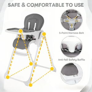 Chaise haute portable en plastique simple, moderne, réglable, ergonomique, pliable, pour enfants, chaise de repas pour bébé, mobilier d'alimentation pour bébé - Product Image 2