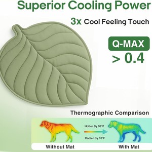 Pet Cooling Mat Leaf Shape <b>Light</b> Green Polyester Fiber <b>Dog</b> Mat Four Seasons Use - Product Image 4