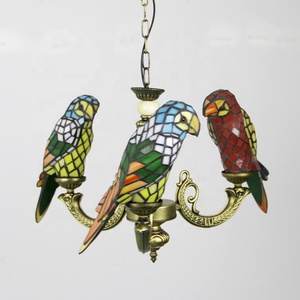 Lámparas Colgantes LongHuiJing con Forma de Loro, 3 Cabezas, Multicolor, Iluminación Colgante Tipo Domo, Estilo Tiffany Rústico, Vidrio Emplomado - Product Image 6