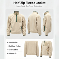 Veste polaire sherpa zippée 1/4 pour homme avec poche poitrine en nylon, bordure contrastante, capuche et logo personnalisé – Pull polaire d'extérieur