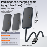 Câble de charge magnétique USB-C mâle vers 3 broches en alliage 35W, chargeur rapide portable pour tablette