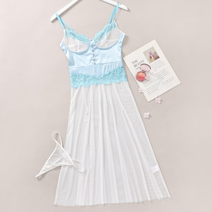 Robe de soirée exquise en dentelle brodée, style boîte de nuit, robe sexy en gaze bleue avec patchwork de dentelle, robe ultra-séduisante pour femme - Product Image 6