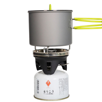 Réchaud à gaz propane coupe-vent 1,2 L, système de cuisson tout-en-un pour le camping avec pot de rangement pour pique-nique en plein air, randonnée, utilisation d'urgence