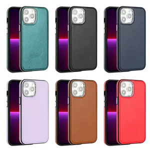 luxury tpu pc genuine leather skin phone case for iphone 15 14 13 12 11 pro max plus xsmax xr xs