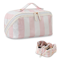 Vente en gros de trousses de maquillage imperméables pour femmes, été, PVC transparent, fermeture éclair portable, sac cosmétique