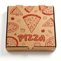 Kotak Pizza Retro Merah Custom Print, Kardus Bergelombang 8 10 12 Inch, Kertas Kraft, Kotak Kemasan Daur Ulang untuk Makanan