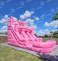 Kommerzielle Hüpfburg Rosa Springburg Aufblasbarer Spielplatz Wasserpark Aufblasbare Wasserrutschen mit Pool
