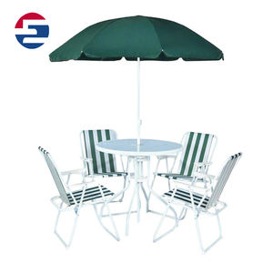 Juego de Muebles de Jardín Plegables para Patio, de 6 Piezas, Incluye una <span class=keywords><strong>Mesa</strong></span> y 4 Sillas Plegables <span class=keywords><strong>con</strong></span> <span class=keywords><strong>Sombrilla</strong></span>. - Product Image 1