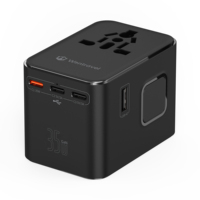 Cargador Rápido GaN Wontravel de 6 Puertos y 35W PD con 2 Puertos USB + 3 Puertos Tipo-C, Carcasa de Cobre y PC, Adaptador de Viaje Internacional de 10A