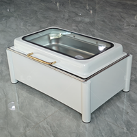 Offre Spéciale 9L Rectangle Blanc Équipement De Restauration Buffet Pots De Chauffage En Acier Inoxydable Réchauffeur De Nourriture Électrique